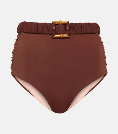Johanna Ortiz Belted High-rise Bikini Bottoms In Multicoloured