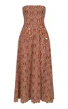 Johanna Ortiz Bengala Embroidered Cotton-blend Midi Dress In Red