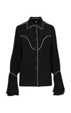 Johanna Ortiz Black High Tides Piped Silk Shirt