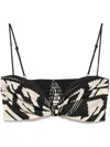 Johanna Ortiz Nudos Del Mar Cropped Printed Cotton-poplin Top In Black