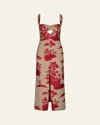 Johanna Ortiz Black Tie Cutout Cotton-blend Midi Dress In Ecrurojo