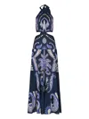 Johanna Ortiz Floral Paisley Double Silk Georgette Maxi Dress In Blue
