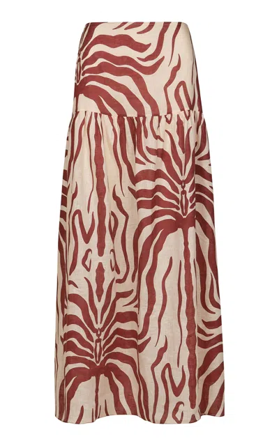 Johanna Ortiz Bohemia Printed Linen Maxi Skirt