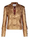 Johanna Ortiz Boldness Scale-pattern Knot-detail Jacket In Gold