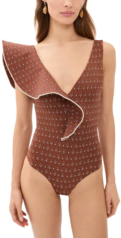 Johanna Ortiz Boleros One-piece Swim Suit Brown