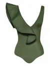 Johanna Ortiz Boleros Ruffled Swimsuit In Green