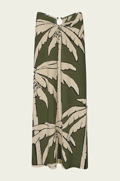 Johanna Ortiz Branch Skirt In Salty Palms Green Ecru