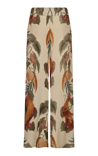 Johanna Ortiz Brave Printed Silk Wide-leg Pants In Neutral