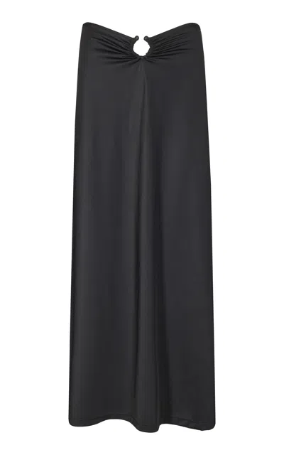 Johanna Ortiz Breath Of Life Ring-detailed Midi Skirt In Black