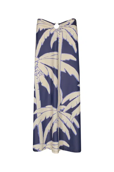 Johanna Ortiz Breath Of Life Skirt In Swim Salty Palms Blue In Midnight Blue