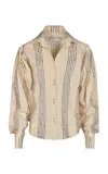 Johanna Ortiz Cabos Sueltos Balloon Sleeve Cotton Shirt In Neutral