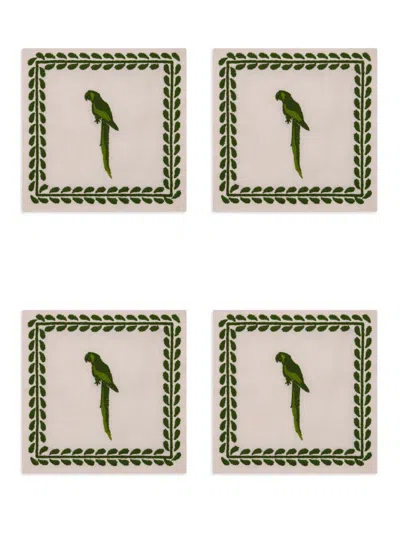 Johanna Ortiz Caica Cocktail Napkins 4-piece Set In Green