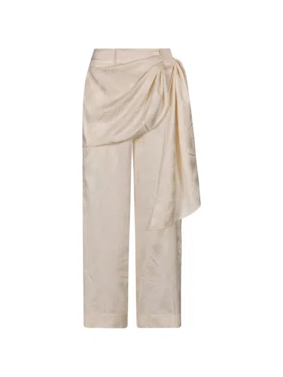 Johanna Ortiz Calma Jacquard Straight Trousers In Neutral