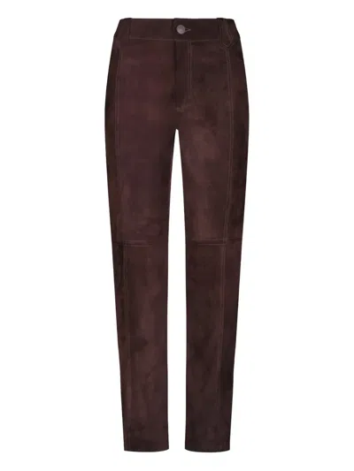 Johanna Ortiz Cartography Leather Trousers In Brown