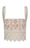 Johanna Ortiz Casablanca Scalloped Lace Top In Ivory