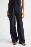 Johanna Ortiz Cascade Ruffle Wool Tea Pants In Black