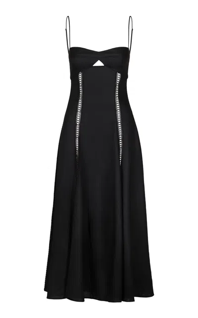 Johanna Ortiz Catamaran Ventures Cutout Linen Maxi Dress In Black
