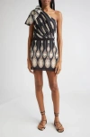 Johanna Ortiz Celestial Matter Embroidered One Shoulder Minidress In Multi