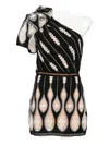Johanna Ortiz Celestial Matter Embroidered One Shoulder Minidress In Black
