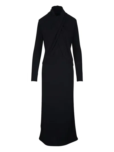 Johanna Ortiz Celestial Silence Twisted Long-sleeve Midi Dress In Black
