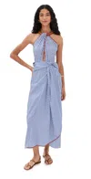 Johanna Ortiz Centro Del Cielo Striped Halter-neck Midi Dress In Blue