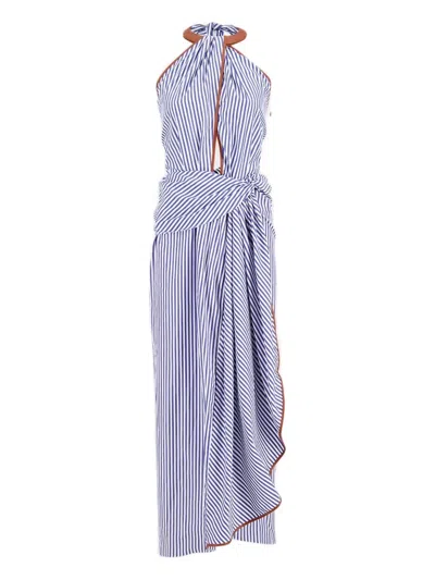 Johanna Ortiz Centro Del Cielo Striped Halter-neck Midi Dress In Multi