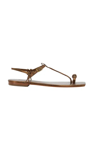 Johanna Ortiz Charted Dream Leather Sandals In Brown