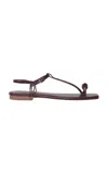 Johanna Ortiz Charted Dream Leather Sandals In Burgundy