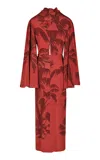 Johanna Ortiz Chilled Paradise Silk Midi Dress In Burgundy