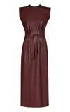 Johanna Ortiz Chocolate City Vibe Belted Leather Midi Dress In Brown