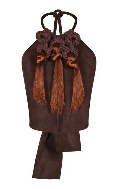 Johanna Ortiz Chocolate Kell Knot Suede Top In Brown
