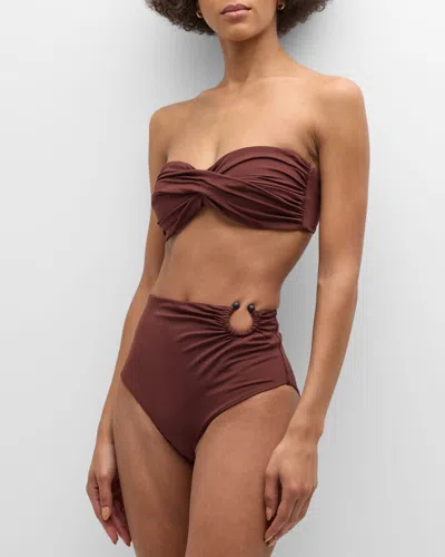 Johanna Ortiz Chocolate Taita High-waist Bikini Bottoms In Dark Chocolate