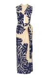 Johanna Ortiz City Wonders Cutout Silk Midi Dress In Blue