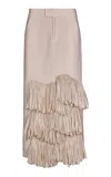Johanna Ortiz Ciudad Perdida Fringed Organic Linen-blend Maxi Skirt In Off-white