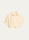 Johanna Ortiz + Net Sustain Manyatta Cropped Pleated Organic Linen Shirt In Ecru