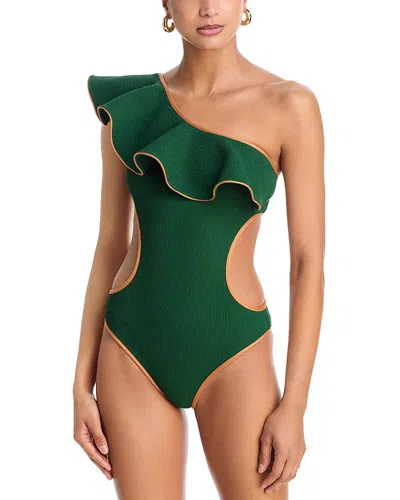 Johanna Ortiz Coastal Dream Ruffled-detail Swimsuit In Green