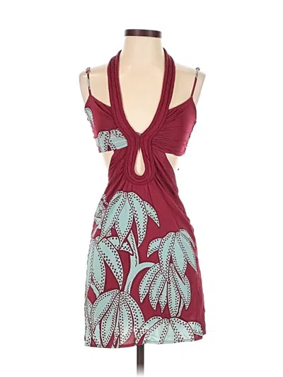 Pre-owned Johanna Ortiz Cocktail Dress In Burgundy