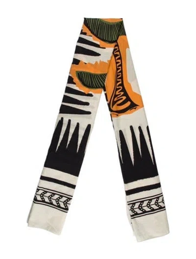 Pre-owned Johanna Ortiz Colorblock Pattern Scarf In Gray