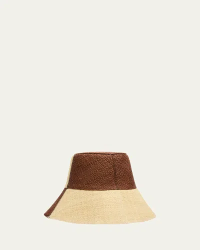 Johanna Ortiz Colorblock Woven Straw Bucket Hat In Multi