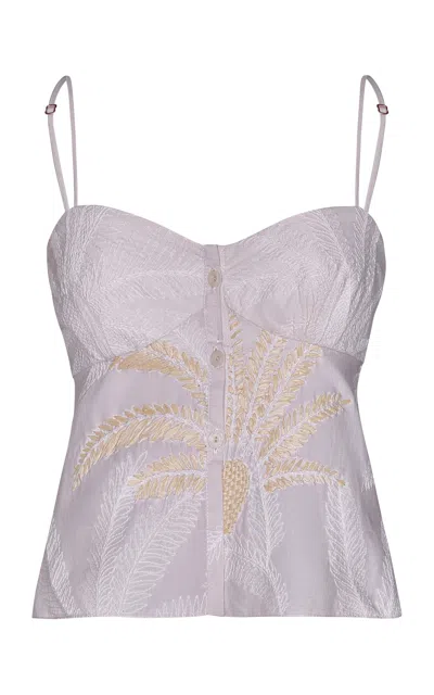 Johanna Ortiz Compas Y Palmas Cotton Tank Top In Off-white