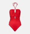 Johanna Ortiz Coral Reef Gathered Swimsuit In Rot