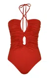 Johanna Ortiz Coral Reef Halter One-piece Bathing Suit In Red