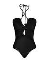 Johanna Ortiz Coral Reef Tassel Tie One Piece Swimsuit In Black