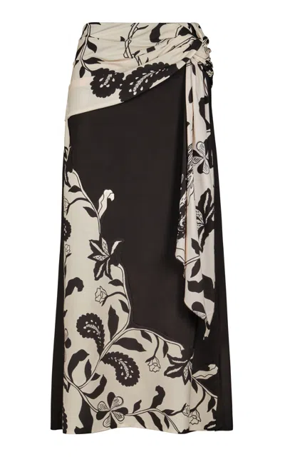 Johanna Ortiz Cosmology Midi Skirt In Black,white