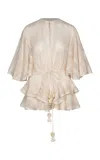 Johanna Ortiz Costa Serena Cotton Mini Dress In Neutral