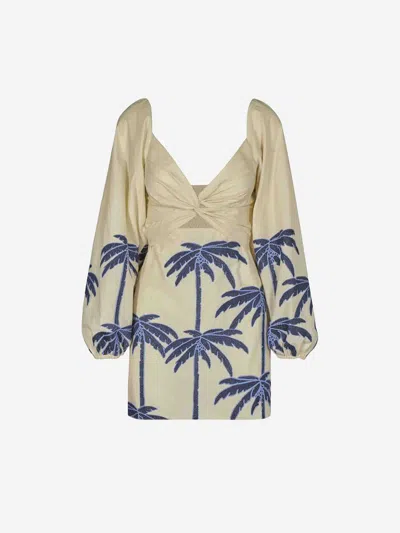 Johanna Ortiz The Power Of The Sea Dress In Ecru Blue In Ecru/blue