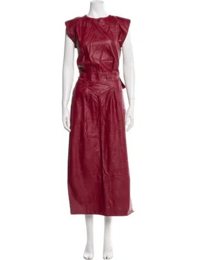 Pre-owned Johanna Ortiz Crew Neck Long Dress In Red