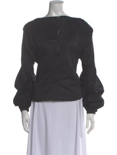 Pre-owned Johanna Ortiz Crew Neck Long Sleeve Blouse In Gray