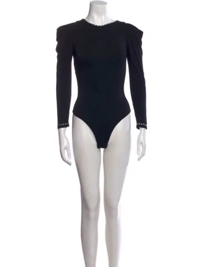 Pre-owned Johanna Ortiz Crew Neck Long Sleeve Bodysuit In Black