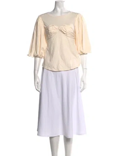 Pre-owned Johanna Ortiz Crew Neck Short Sleeve Blouse In Neutrals